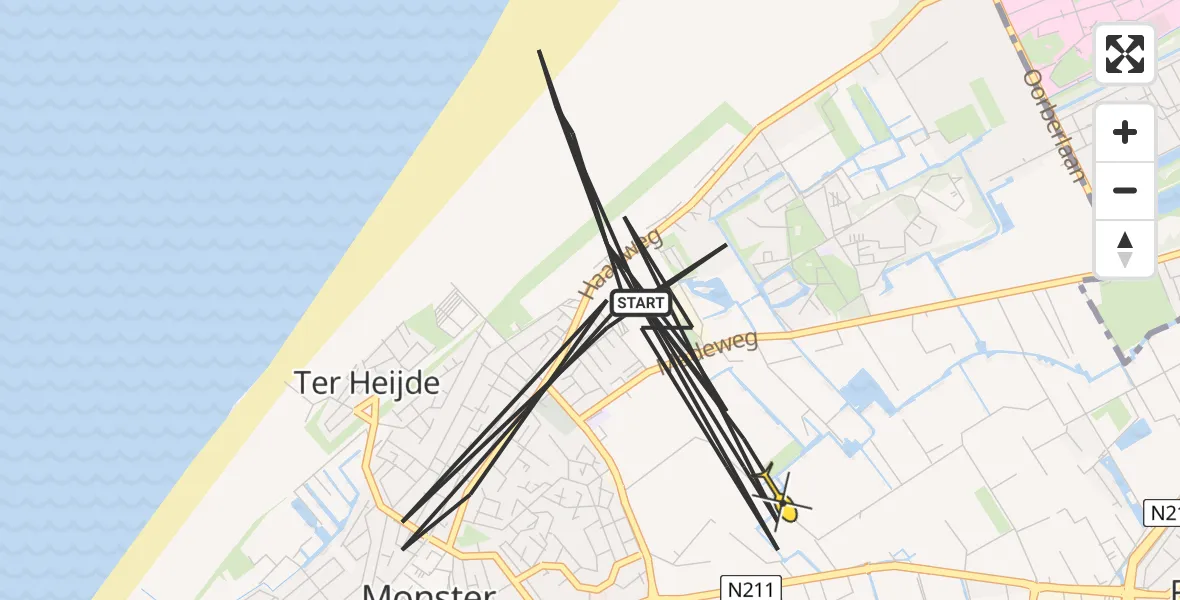 Routekaart van de vlucht: Politiehelikopter naar Monster