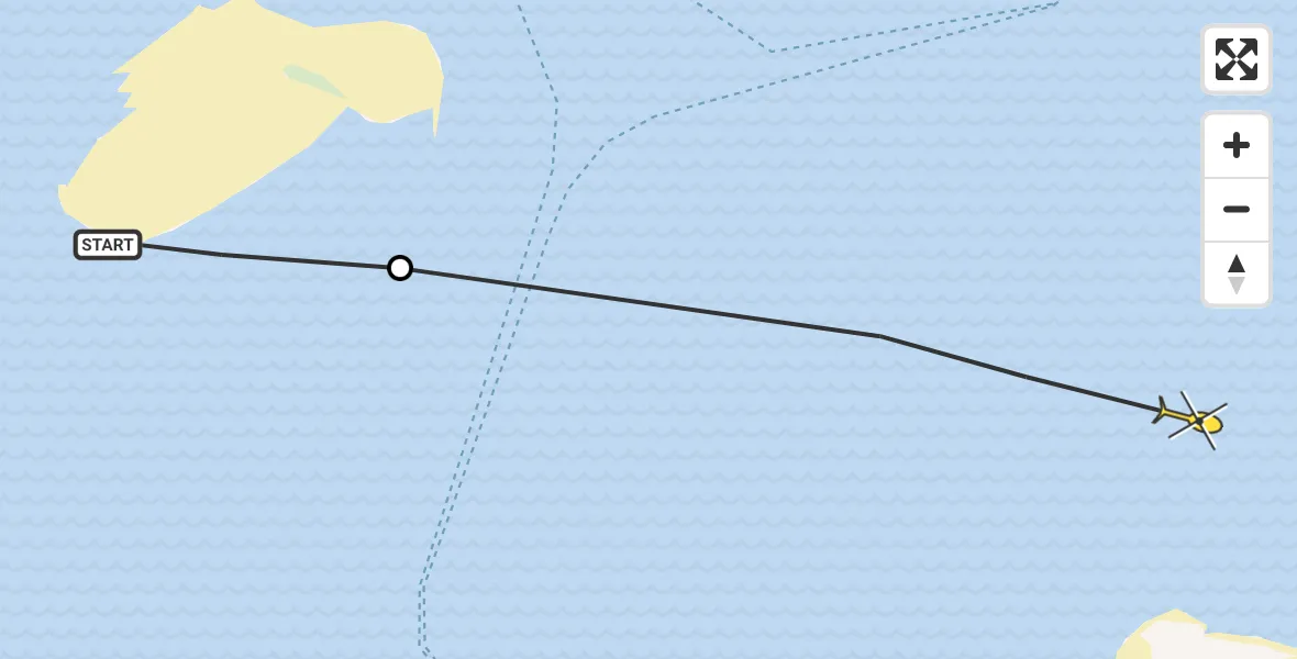 Routekaart van de vlucht: Ambulanceheli naar West-Terschelling