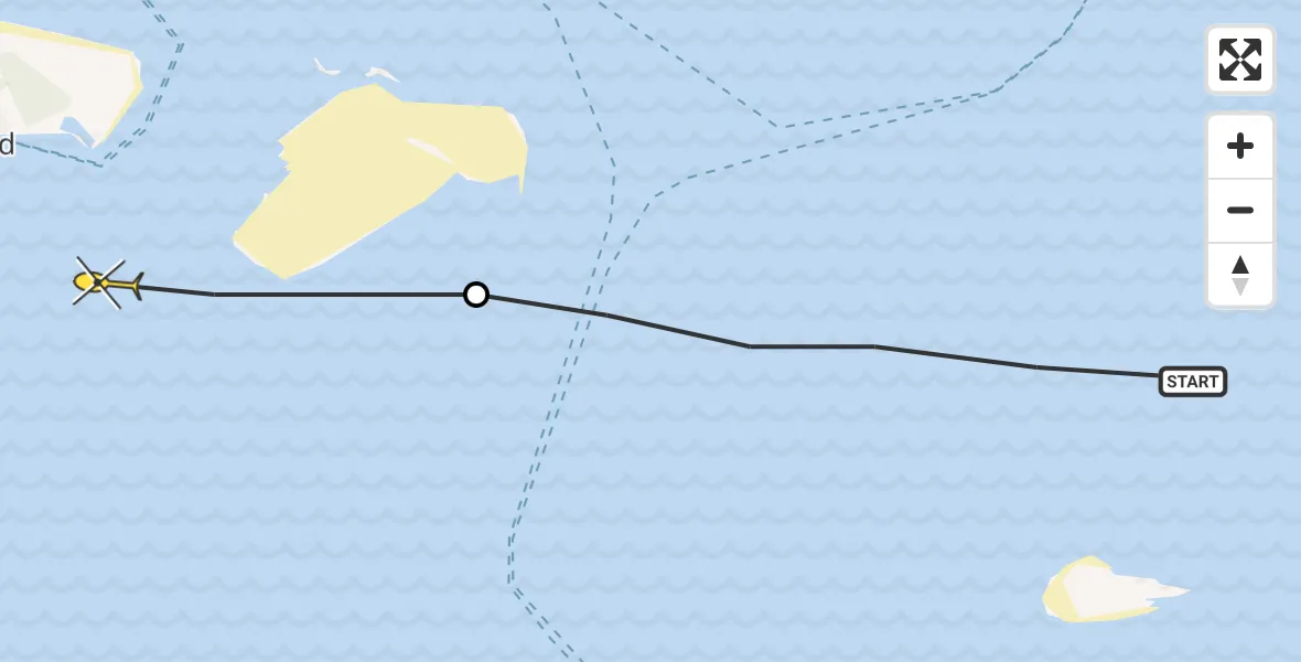 Routekaart van de vlucht: Ambulancehelikopter naar Vlieland