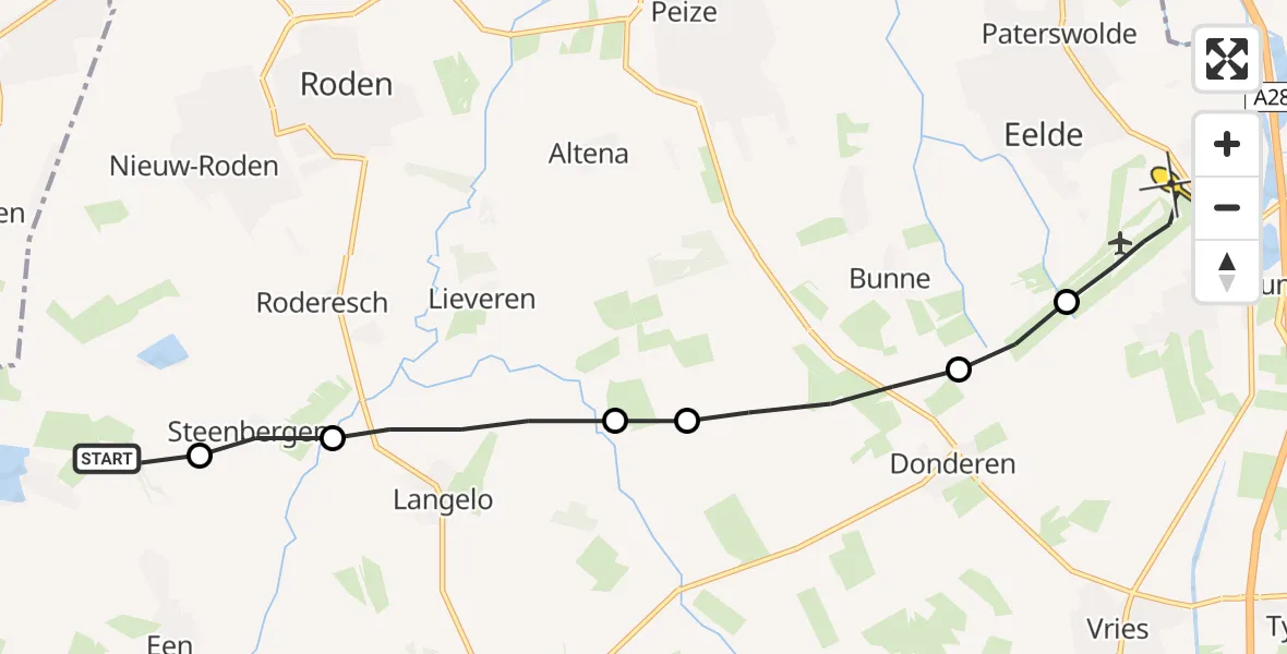 Routekaart van de vlucht: Lifeliner 4 naar Groningen Airport Eelde