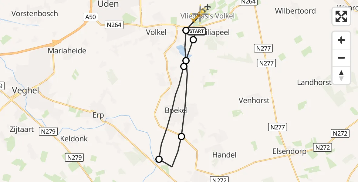 Vluchtroute Traumahelikopter Vliegbasis Volkel - Vliegbasis Volkel, 12 augustus 2022, 15:04