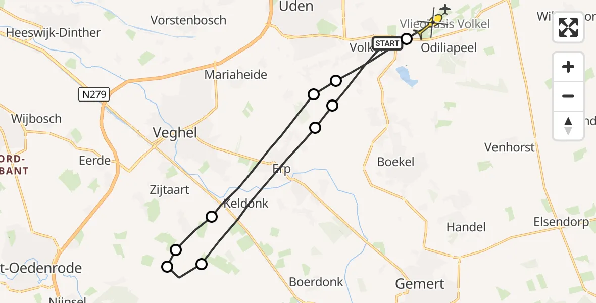 Routekaart van de vlucht: Lifeliner 3 naar Vliegbasis Volkel