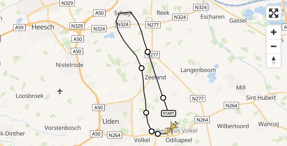 Vluchtroute Traumahelikopter Vliegbasis Volkel - Vliegbasis Volkel, 12 augustus 2022, 16:26