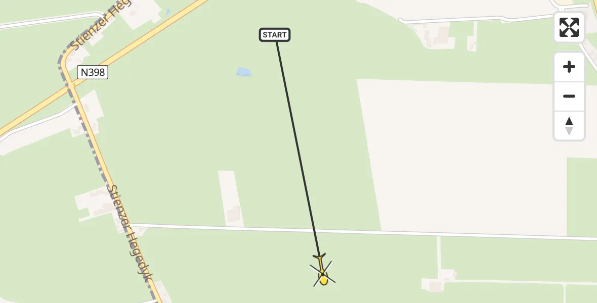 Routekaart van de vlucht: Ambulancehelikopter naar Stiens