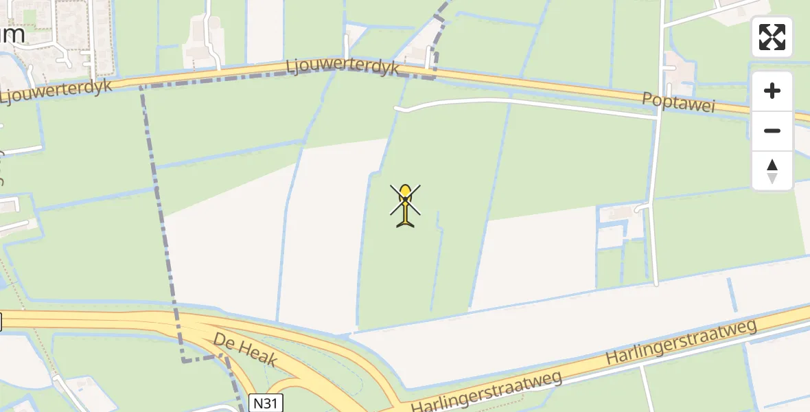 Routekaart van de vlucht: Ambulancehelikopter naar Leeuwarden