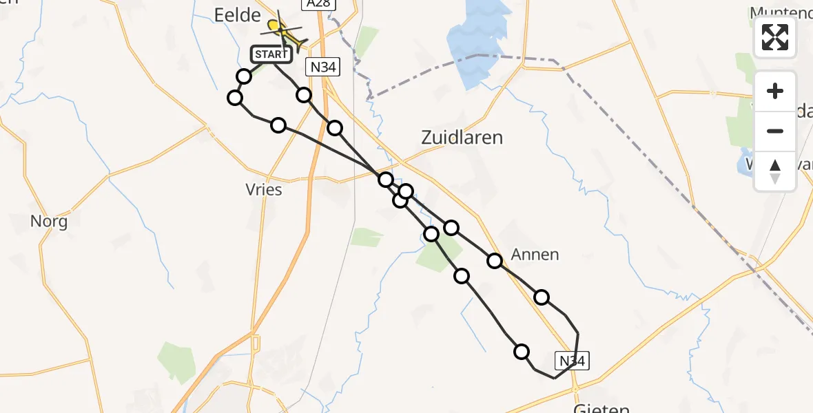 Routekaart van de vlucht: Lifeliner 4 naar Groningen Airport Eelde