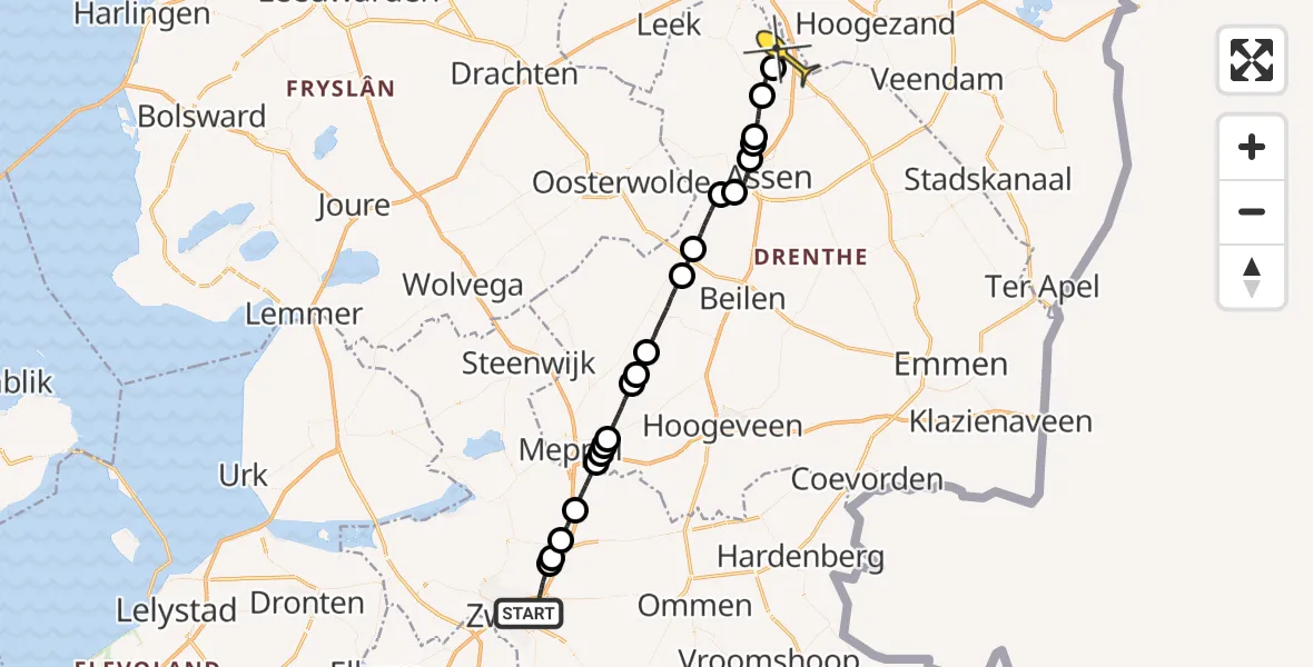 Routekaart van de vlucht: Lifeliner 4 naar Groningen Airport Eelde