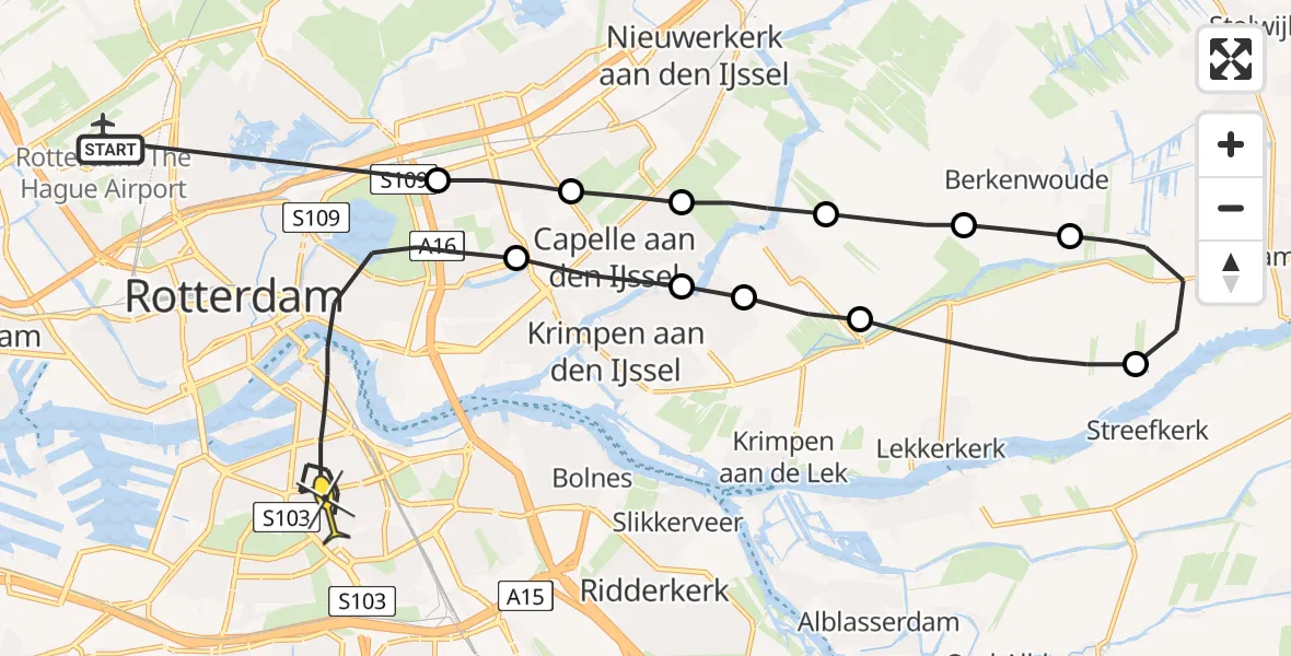 Routekaart van de vlucht: Lifeliner 2 naar Rotterdam