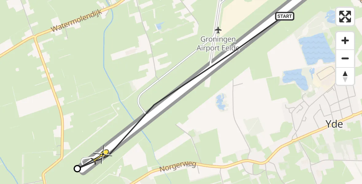 Routekaart van de vlucht: Lifeliner 4 naar Groningen Airport Eelde