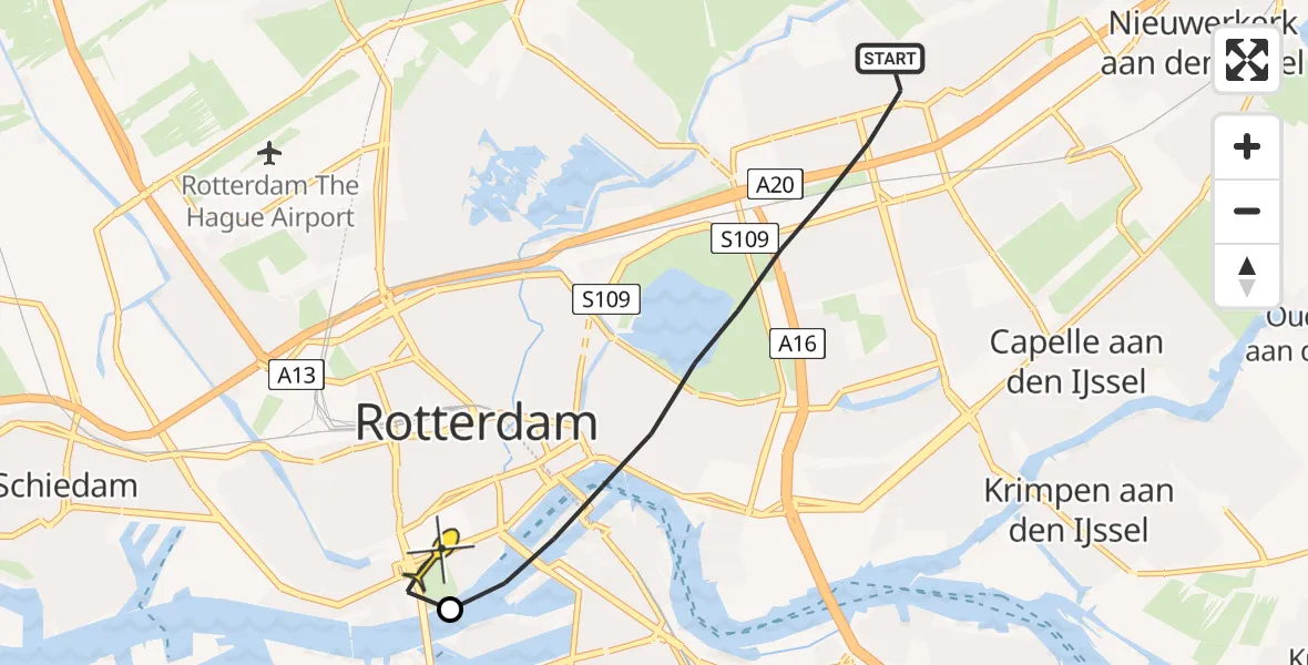 Routekaart van de vlucht: Lifeliner 2 naar Erasmus MC