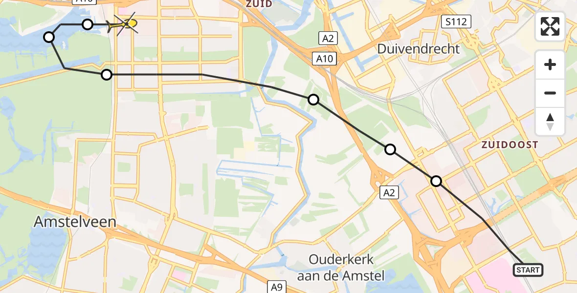 Routekaart van de vlucht: Lifeliner 1 naar VU Medisch Centrum Amsterdam