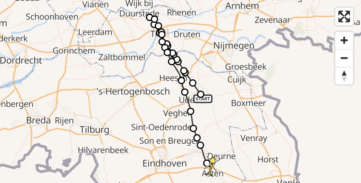Routekaart van de vlucht: Lifeliner 3 naar Ommel