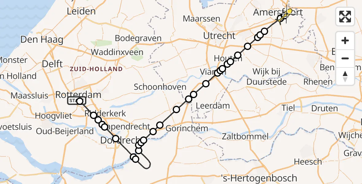 Routekaart van de vlucht: Lifeliner 2 naar Leusden