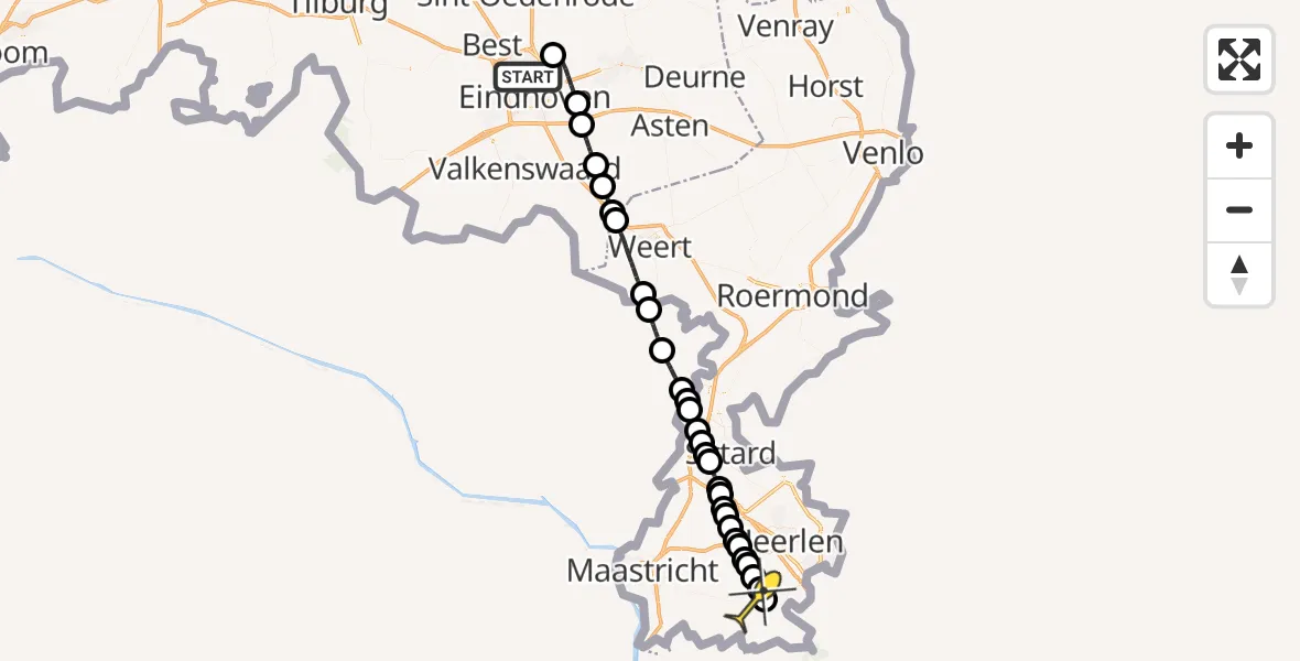 Routekaart van de vlucht: Lifeliner 3 naar Wittem