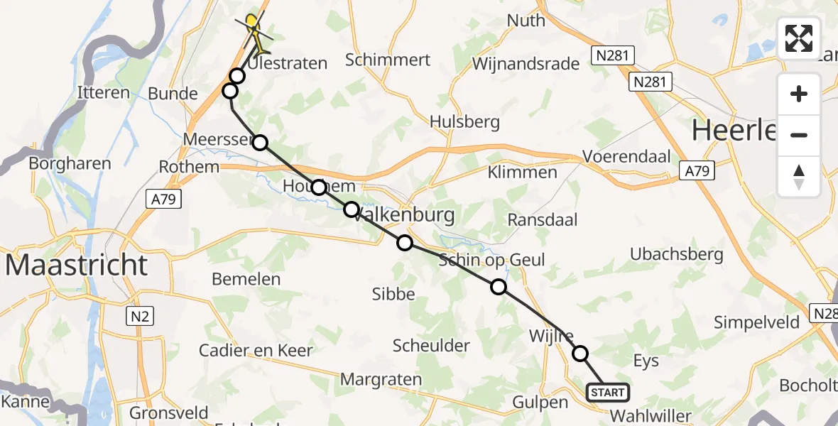 Routekaart van de vlucht: Lifeliner 3 naar Maastricht Aachen Airport