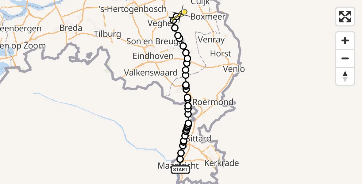 Routekaart van de vlucht: Lifeliner 3 naar Vliegbasis Volkel