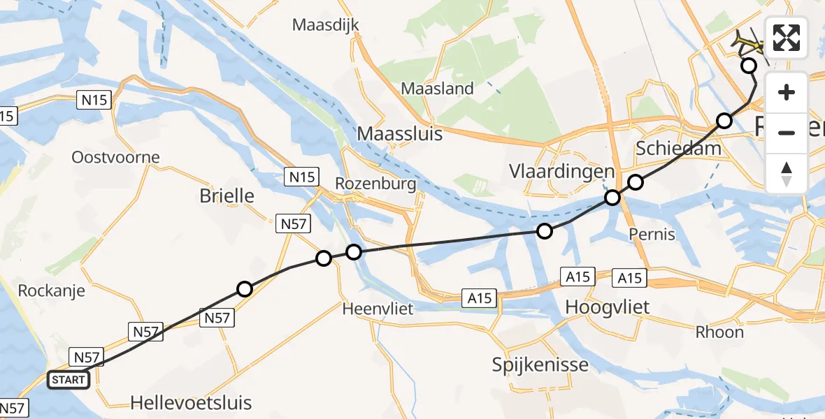 Routekaart van de vlucht: Lifeliner 2 naar Rotterdam The Hague Airport