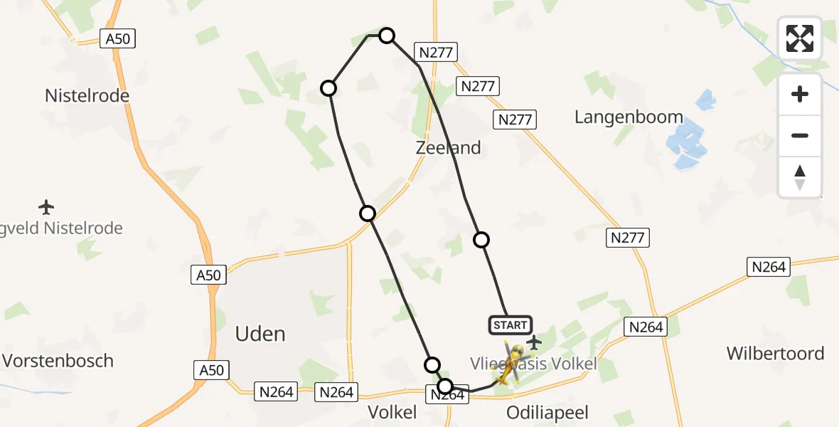 Vluchtroute Traumahelikopter Vliegbasis Volkel - Vliegbasis Volkel, 13 augustus 2022, 18:03