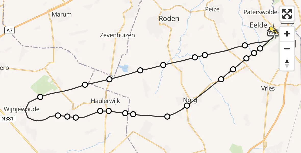 Routekaart van de vlucht: Lifeliner 4 naar Groningen Airport Eelde