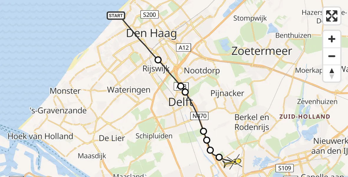 Routekaart van de vlucht: Lifeliner 2 naar Rotterdam The Hague Airport