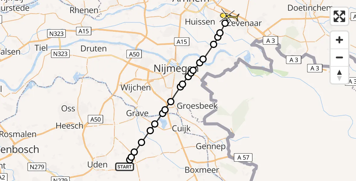 Routekaart van de vlucht: Lifeliner 3 naar Duiven