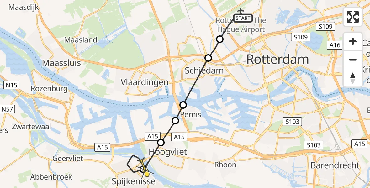 Routekaart van de vlucht: Lifeliner 2 naar Spijkenisse