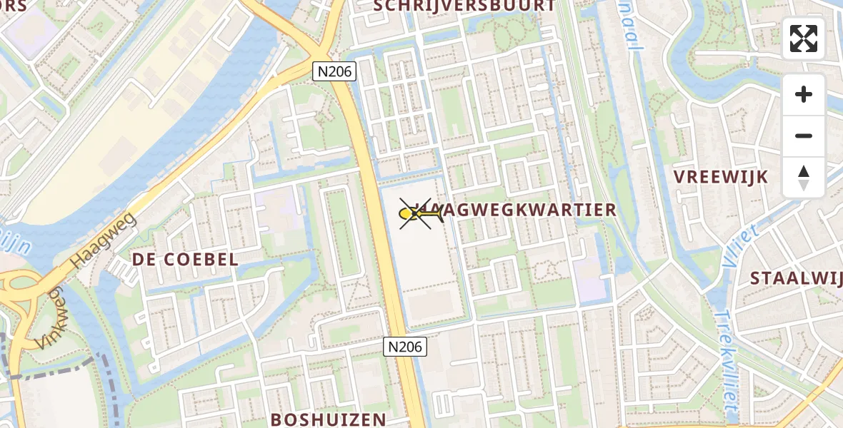 Vluchtroute Traumahelikopter van Leiden naar Leiden