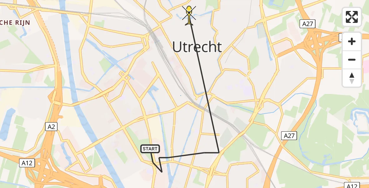 Routekaart van de vlucht: Politieheli naar Utrecht