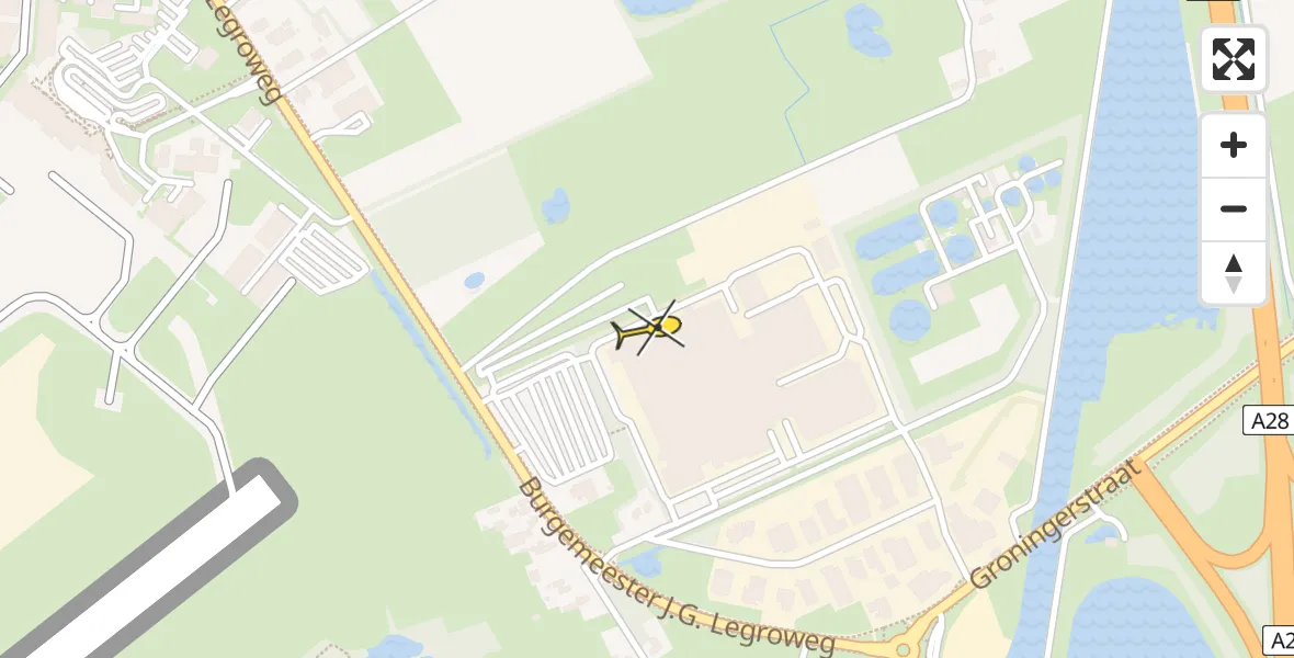 Routekaart van de vlucht: Traumahelikopter naar Groningen Airport Eelde