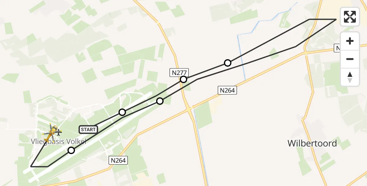 Vluchtroute Traumahelikopter Vliegbasis Volkel - Vliegbasis Volkel, 14 augustus 2022, 09:27