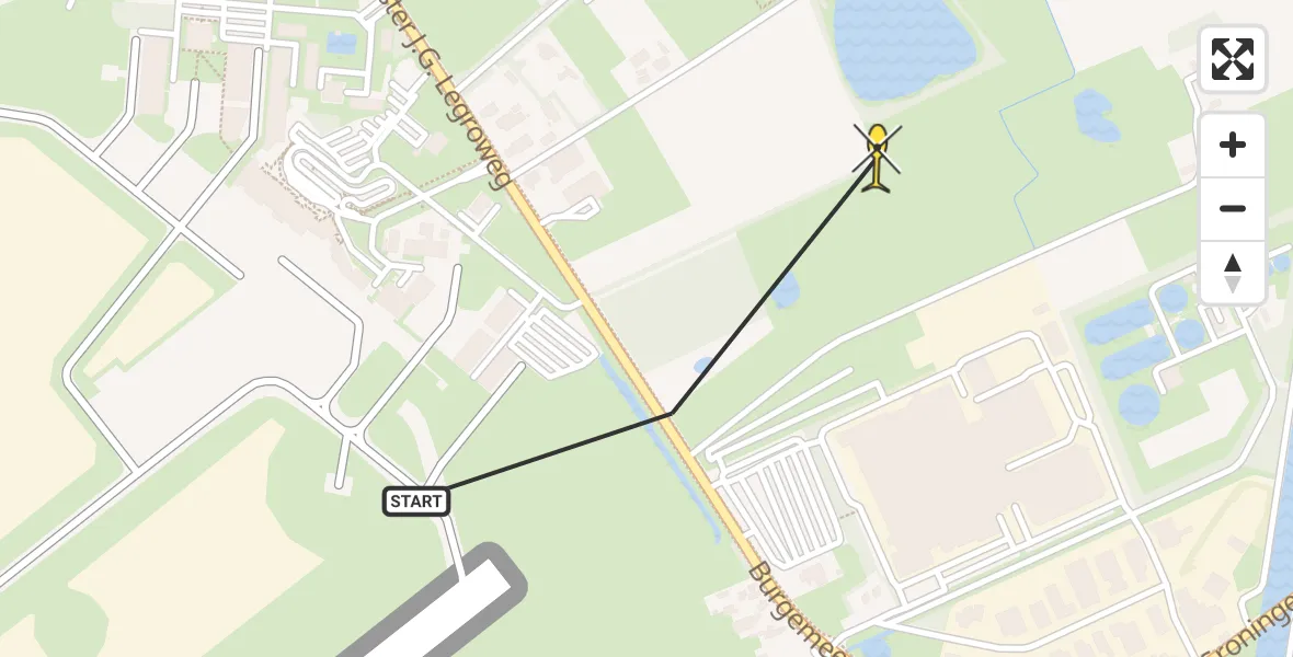 Routekaart van de vlucht: Traumahelikopter naar Eelde