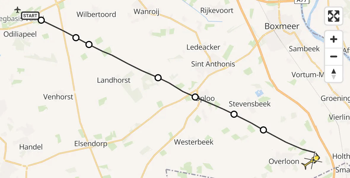 Routekaart van de vlucht: Lifeliner 3 naar Overloon