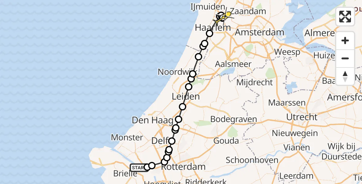Routekaart van de vlucht: Lifeliner 2 naar Velsen-Zuid