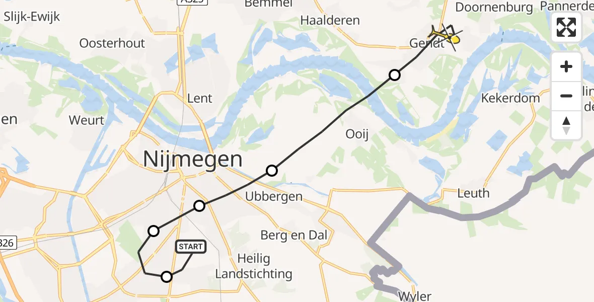 Routekaart van de vlucht: Lifeliner 3 naar Gendt