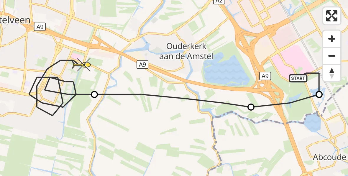 Routekaart van de vlucht: Lifeliner 1 naar Amstelveen