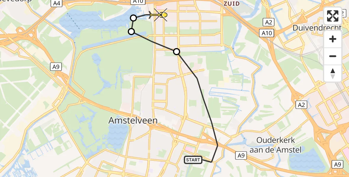 Routekaart van de vlucht: Lifeliner 1 naar VU Medisch Centrum Amsterdam