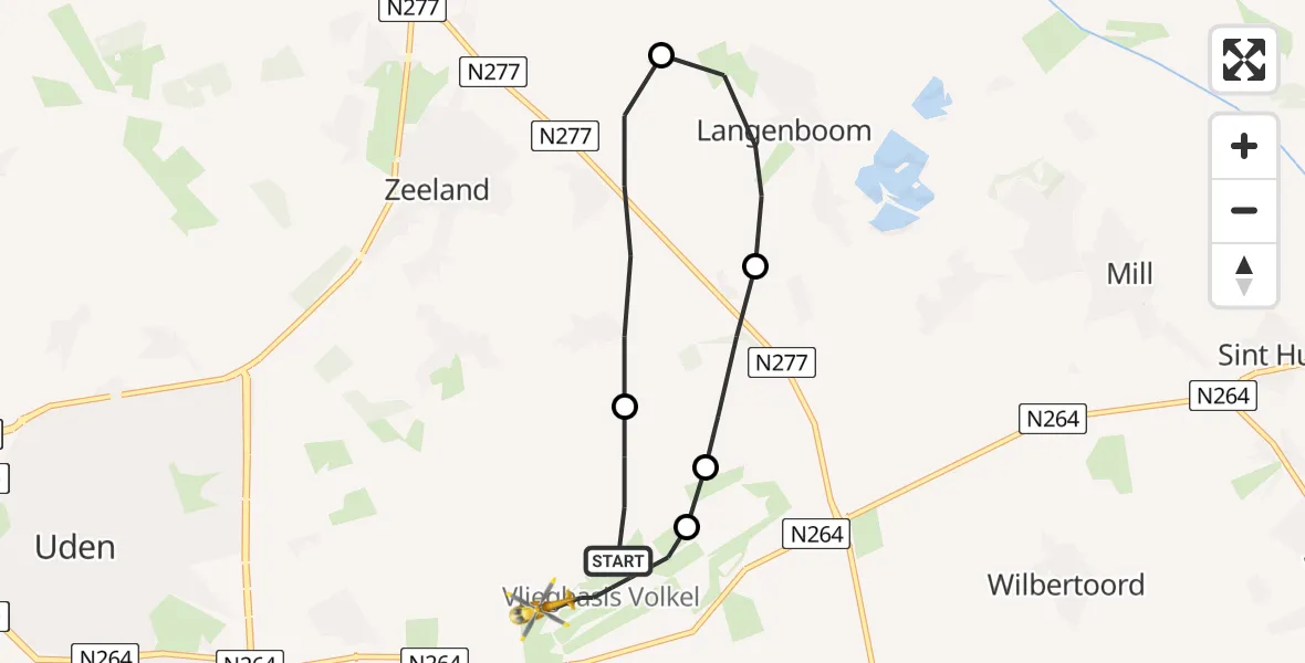 Vluchtroute Traumahelikopter Vliegbasis Volkel - Vliegbasis Volkel, 14 augustus 2022, 20:50