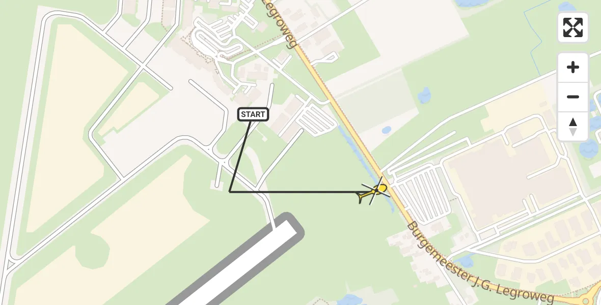 Routekaart van de vlucht: Traumahelikopter naar Groningen Airport Eelde