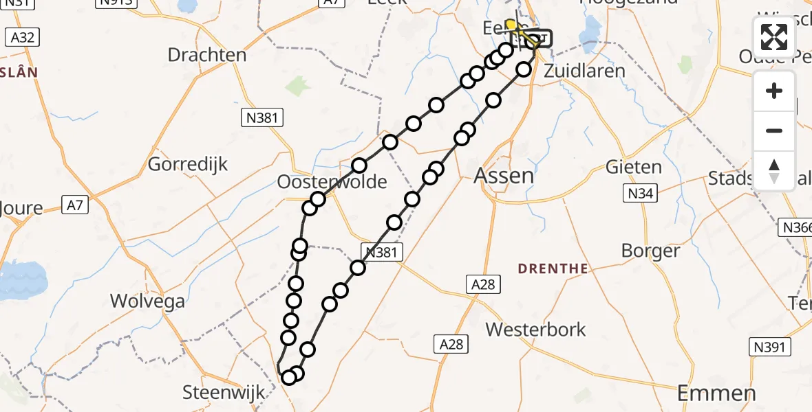 Routekaart van de vlucht: Lifeliner 4 naar Groningen Airport Eelde