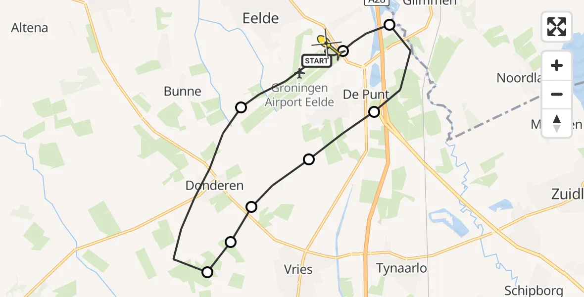 Routekaart van de vlucht: Lifeliner 4 naar Groningen Airport Eelde