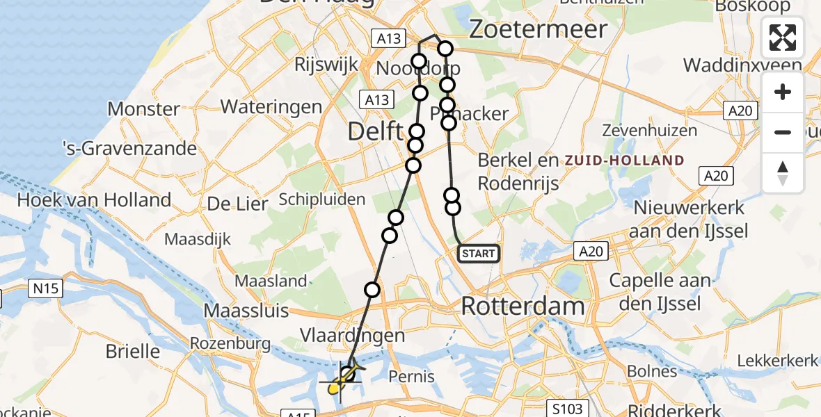 Routekaart van de vlucht: Lifeliner 2 naar Vondelingenplaat