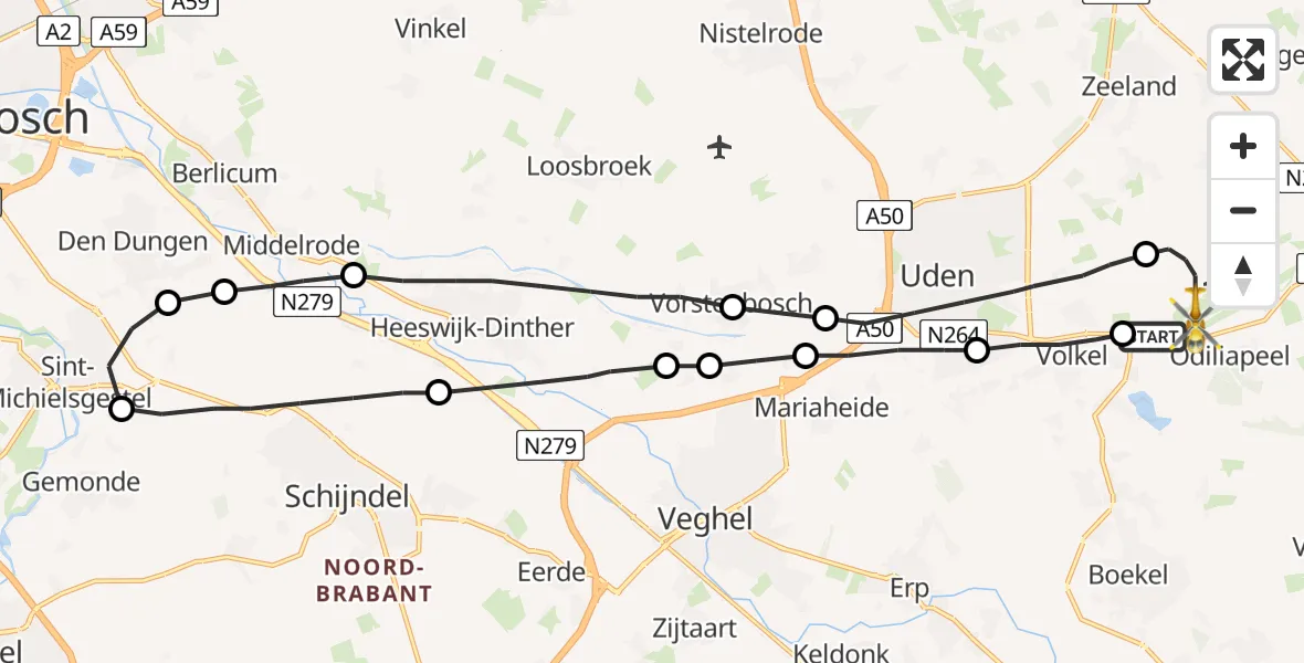 Vluchtroute Traumahelikopter Vliegbasis Volkel - Vliegbasis Volkel, 15 augustus 2022, 15:19