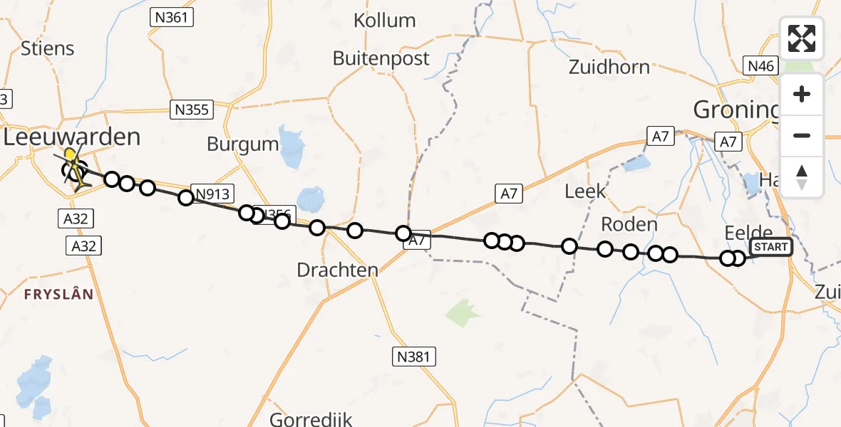 Routekaart van de vlucht: Lifeliner 4 naar Goutum