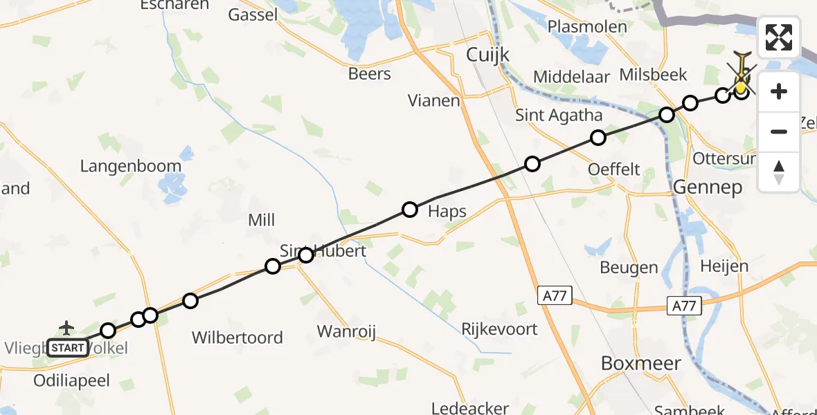 Routekaart van de vlucht: Lifeliner 3 naar Ottersum