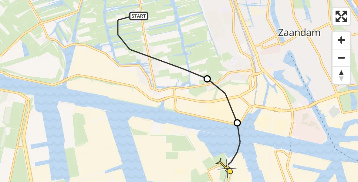 Routekaart van de vlucht: Lifeliner 1 naar Amsterdam Heliport