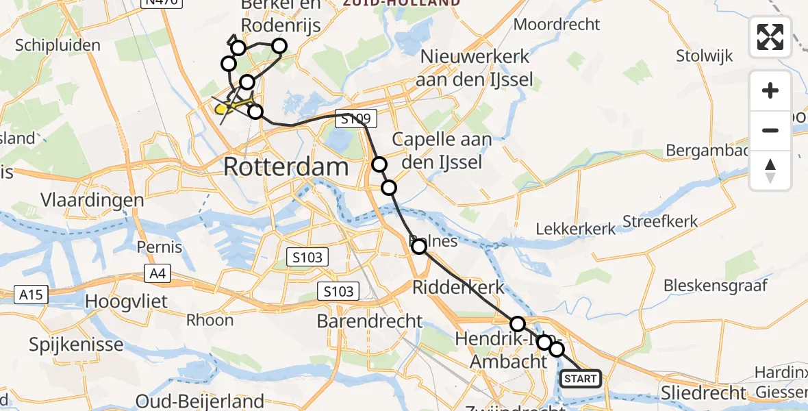 Routekaart van de vlucht: Lifeliner 2 naar Rotterdam The Hague Airport