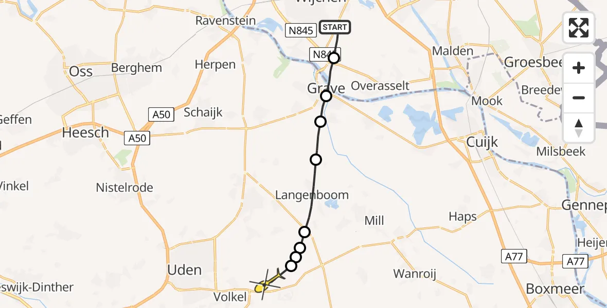 Routekaart van de vlucht: Lifeliner 3 naar Vliegbasis Volkel