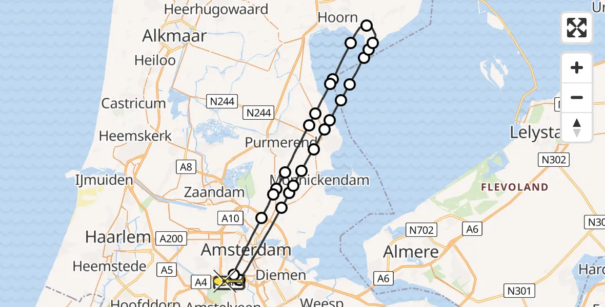 Routekaart van de vlucht: Lifeliner 1 naar VU Medisch Centrum Amsterdam