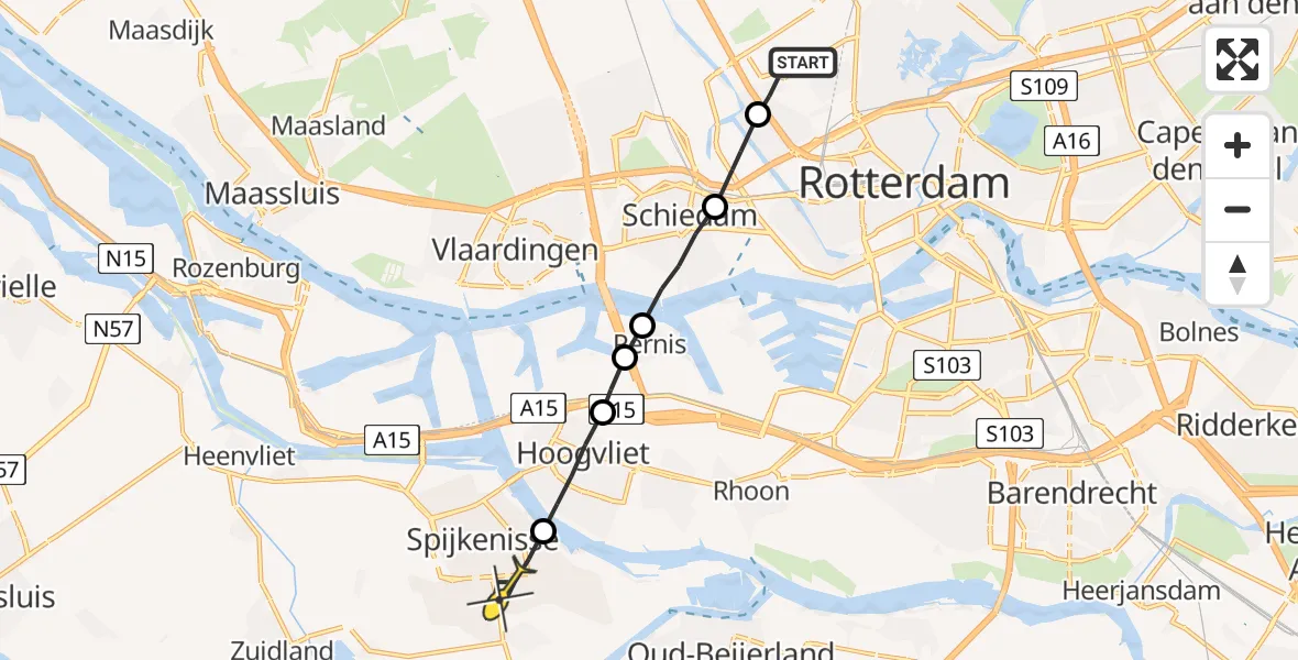 Routekaart van de vlucht: Lifeliner 2 naar Spijkenisse