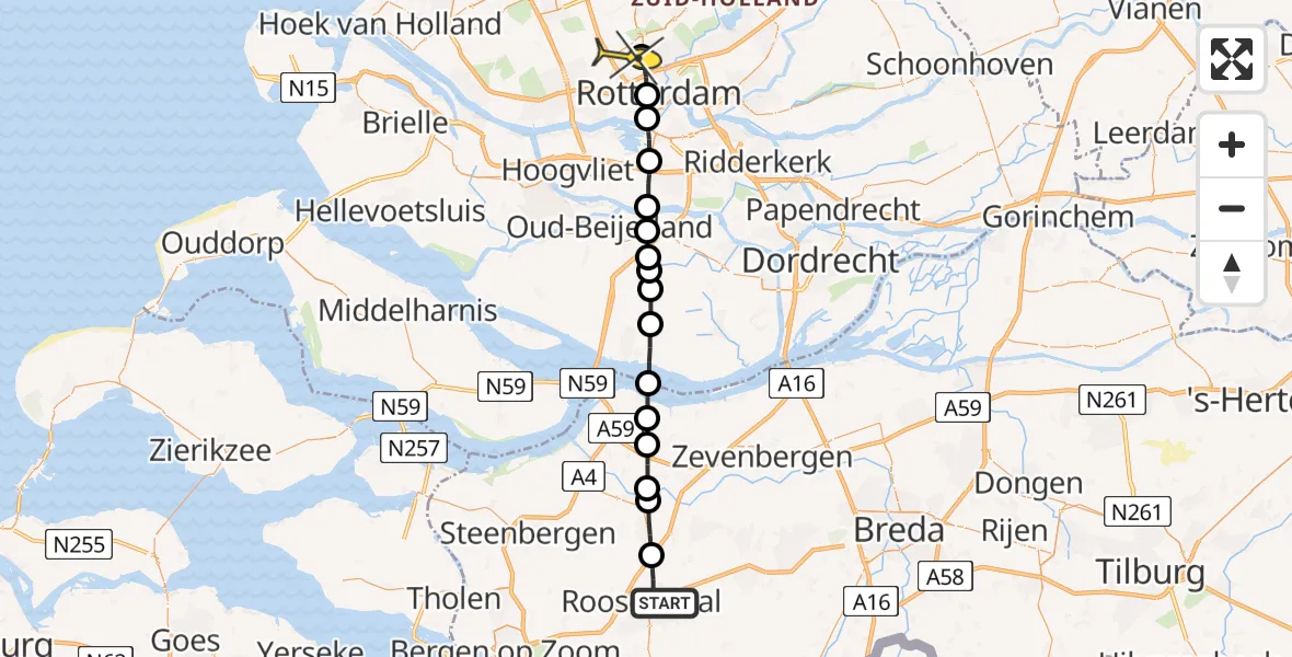 Routekaart van de vlucht: Lifeliner 2 naar Rotterdam The Hague Airport